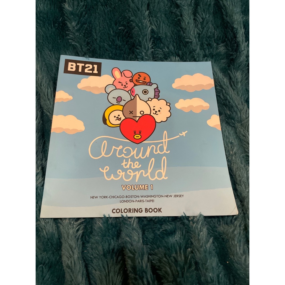 BT21 Around the World Volume 1 Coloring Book Line Friends BTS Characters Blue